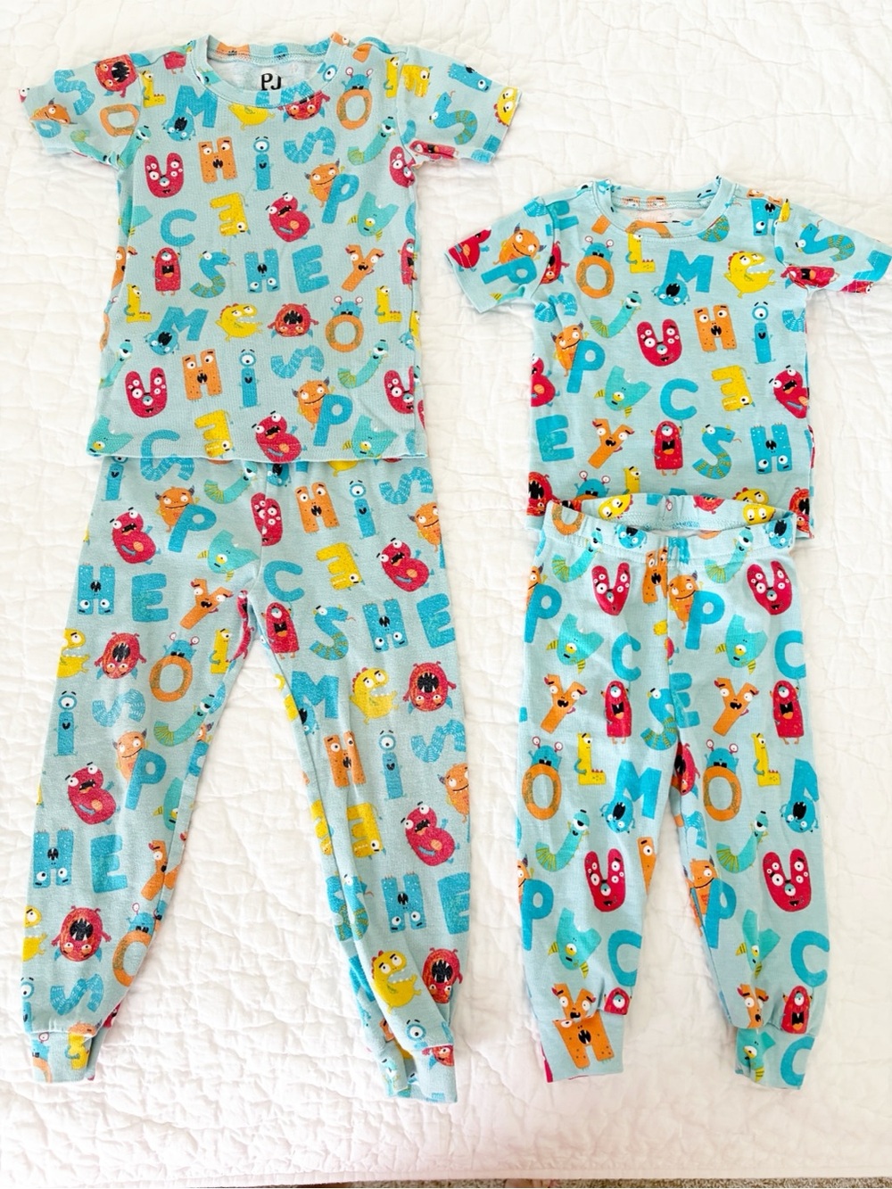 3T + 3-6m Matching Sibling Monster Alphabet Pajama sets children's place